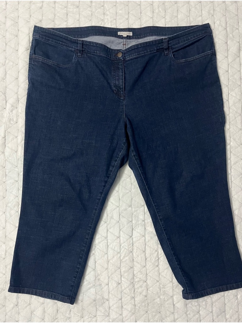 Like New Eileen Fisher Dark Blue Cropped Stretch Denim Jeans Sz 22W